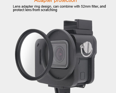 Housing Shell CNC Aluminum Alloy Protective Cage with Insurance Frame & 52mm UV Lens for GoPro HERO7 Black /6 /5, 52mm UV Black, 52mm UV Blue, 52mm UV Red