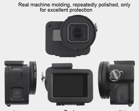 Housing Shell CNC Aluminum Alloy Protective Cage with Insurance Frame & 52mm UV Lens for GoPro HERO7 Black /6 /5, 52mm UV Black, 52mm UV Blue, 52mm UV Red