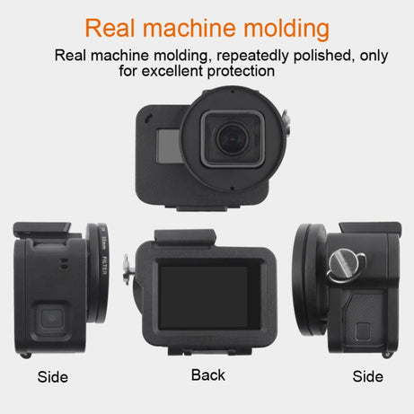 Housing Shell CNC Aluminum Alloy Protective Cage with Insurance Frame & 52mm UV Lens for GoPro HERO7 Black /6 /5, 52mm UV Black