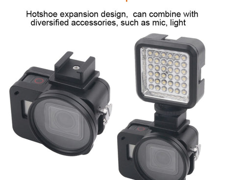 Housing Shell CNC Aluminum Alloy Protective Cage with Insurance Frame & 52mm UV Lens for GoPro HERO7 Black /6 /5, 52mm UV Black, 52mm UV Blue, 52mm UV Red