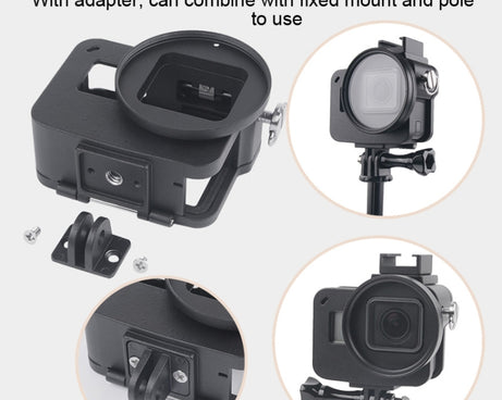 Housing Shell CNC Aluminum Alloy Protective Cage with Insurance Frame & 52mm UV Lens for GoPro HERO7 Black /6 /5, 52mm UV Black, 52mm UV Blue, 52mm UV Red