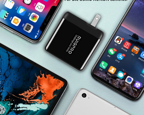 RUIGPRO USB Triple Batteries Housing Charger Box with LED Indicator Light for DJI OSMO Action 1