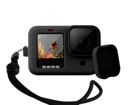 For GoPro HERO10 Black / HERO9 Black Silicone Protective Case Cover with Wrist Strap & Lens Cover, For GoPro HERO10 Black