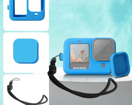 For GoPro HERO10 Black / HERO9 Black Silicone Protective Case Cover with Wrist Strap & Lens Cover, For GoPro HERO10 Black