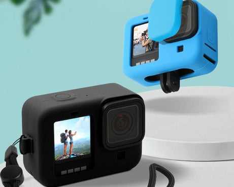 For GoPro HERO10 Black / HERO9 Black Silicone Protective Case Cover with Wrist Strap & Lens Cover, For GoPro HERO10 Black