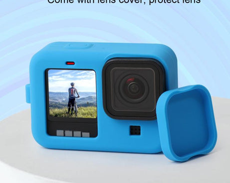For GoPro HERO10 Black / HERO9 Black Silicone Protective Case Cover with Wrist Strap & Lens Cover, For GoPro HERO10 Black
