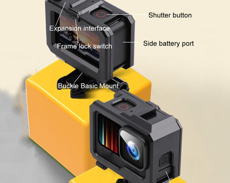 For GoPro HERO10 Black / HERO9 Black ABS Plastic Border Frame Mount Protective Case with Buckle Basic Mount & Screw, ABS Plastic Border Frame