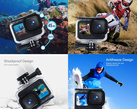 45m Waterproof Housing Protective Case with Buckle Basic Mount & Screw For GoPro HERO10 Black / HERO9 Black, For GoPro HERO9 Black
