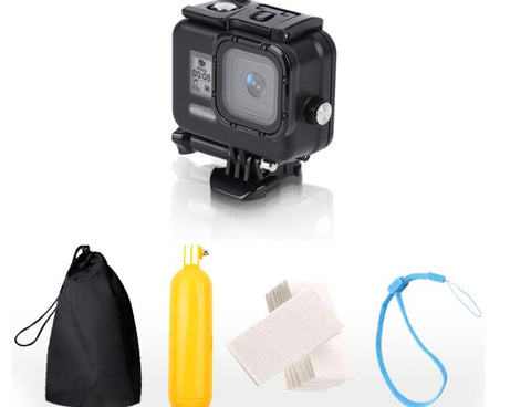 For GoPro HERO8 Black 45m Waterproof Housing Protective Case with Buckle Basic Mount & Screw & Floating Bobber Grip & Strap & Anti-Fog Inserts, Black HERO8 Case