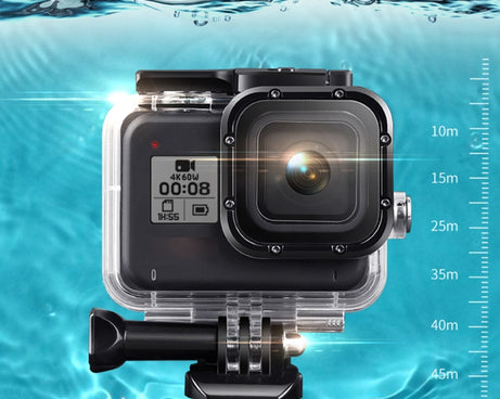 For GoPro HERO8 Black 45m Waterproof Housing Protective Case with Buckle Basic Mount & Screw & (Purple, Red, Pink) Filters & Floating Bobber Grip & Strap & Anti-Fog Inserts, Black HERO8 Case+Filters