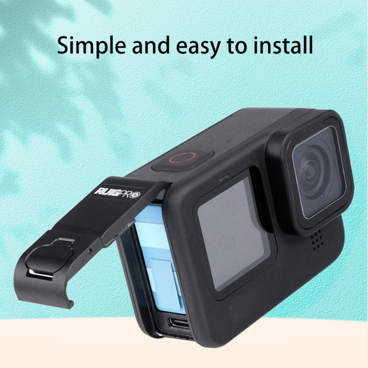 RUIGPRO Aluminum Alloy Battery Side Interface Cover for GoPro HERO10 Black / HERO9 Black, Aluminum Alloy Side Cover