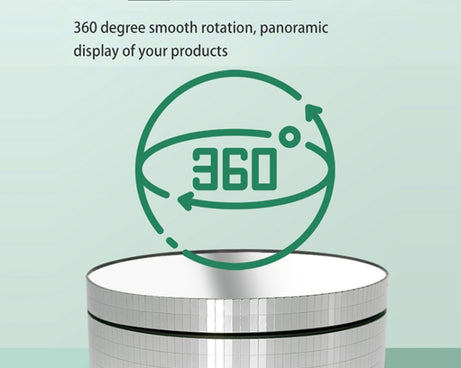 12cm 360 Degree Rotating Turntable Mirror Electric Display Stand Video Shooting Props Turntable, Load: 3kg, 12cm Mirror Sequins Gold, 12cm Mirror Sequins Silver