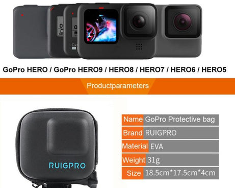 RUIGPRO Super Mini EVA Storage Protective Case Box for GoPro Hero11 Black / HERO10 Black / HERO9 Black / HERO8 Black /7 /6 /5, For GoPro HERO7 /6 /5