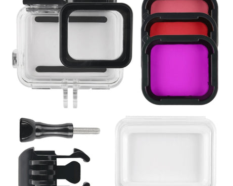 45m Waterproof Housing Protective Case + Touch Screen Back Cover for GoPro NEW HERO /HERO6 /5, with Buckle Basic Mount & Screw & (Purple, Red, Pink) Filters, No Need to Remove Lens, Touch Screen + Filters (Transparent), Touch Screen + Filters (Black)