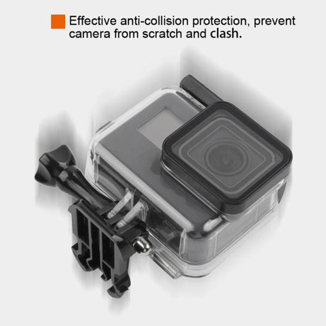 45m Waterproof Housing Protective Case + Touch Screen Back Cover for GoPro NEW HERO /HERO6 /5, with Buckle Basic Mount & Screw & (Purple, Red, Pink) Filters, No Need to Remove Lens, Touch Screen + Filters (Transparent)