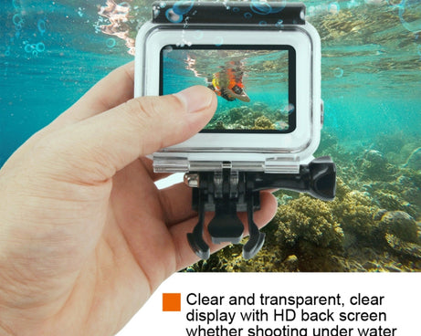 45m Waterproof Housing Protective Case + Touch Screen Back Cover for GoPro NEW HERO /HERO6 /5, with Buckle Basic Mount & Screw & (Purple, Red, Pink) Filters, No Need to Remove Lens, Touch Screen + Filters (Transparent), Touch Screen + Filters (Black)