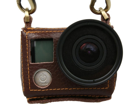 For GoPro HERO4 Litchi Texture Genuine Leather Protective Case with Sling, Litchi Texture (Brown), Litchi Texture (Black)