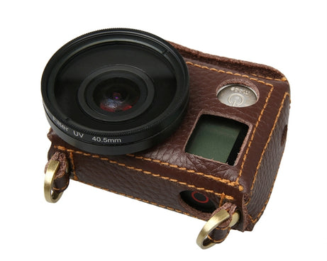 For GoPro HERO4 Litchi Texture Genuine Leather Protective Case with Sling, Litchi Texture (Brown), Litchi Texture (Black)