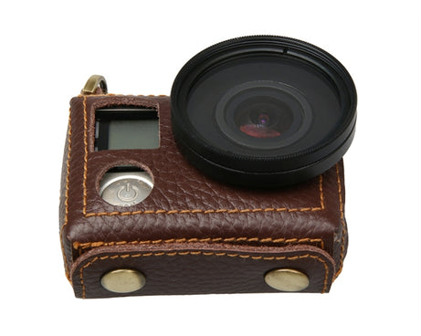 For GoPro HERO4 Litchi Texture Genuine Leather Protective Case with Sling, Litchi Texture (Brown), Litchi Texture (Black)