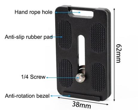 BEXIN PL-62 Anti-rotation Quick Release Plate with Rubber Cushion, PL-62