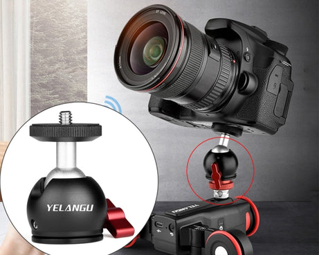 YELANGU 360 Degree Panoramic Metal Tripod Ball Head Adapter for Dolly Car, Ball Head Adapter