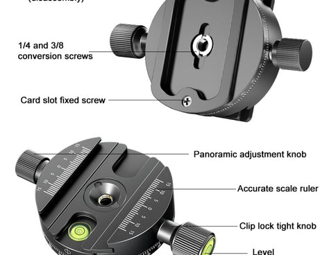 BEXIN QJ08-S Panoramic Rotary Quick Release Clamp Base Tripod Mount with Quick Release Plate, QJ08-S