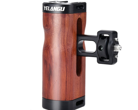 YELANGU LW-B01-2 Side Wooden Handle Handgrip with Cold Shoe for LW-B01 Camera Cage, LW-B01-2