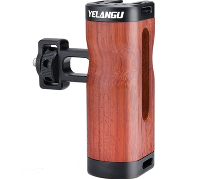YELANGU LW-B01-2 Side Wooden Handle Handgrip with Cold Shoe for LW-B01 Camera Cage, LW-B01-2