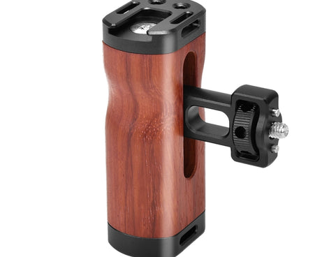 YELANGU LW-B01-2 Side Wooden Handle Handgrip with Cold Shoe for LW-B01 Camera Cage, LW-B01-2