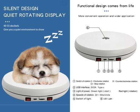 25cm LED Light Electric Rotating Display Stand Turntable