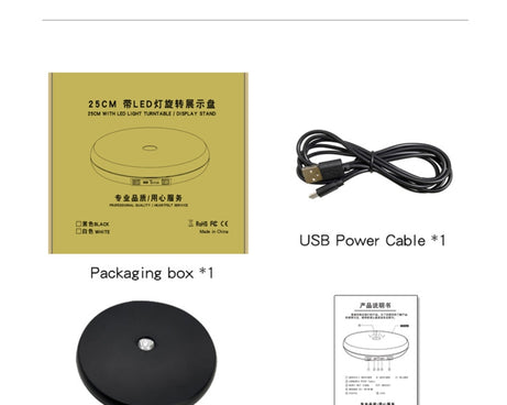 25cm LED Light Electric Rotating Display Stand Turntable