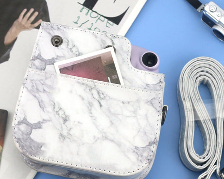 For FUJIFILM instax mini 11 / 9 / 8 Marble Full Body Leather Case Camera Bag with Strap