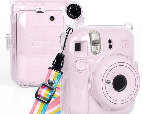 For FUJIFILM Instax mini 12 Crystal Hard Case Camera Bag with Shoulder Strap, For FUJIFILM Instax mini 12