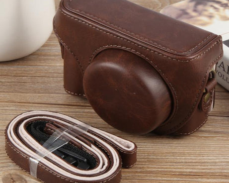 For Sony ZV-1F Vlog Camera Full Body Leather Camera Case Bag with Strap, For Sony ZV-1F