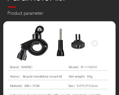 STARTRC Upgrade Bike Handlebar Fixed Mount Holder For DJI OSMO 360 / Action 3 / Action 2 / OSMO Action