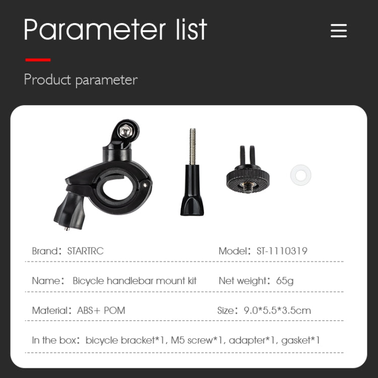 STARTRC Upgrade Bike Handlebar Fixed Mount Holder For DJI OSMO 360 / Action 3 / Action 2 / OSMO Action