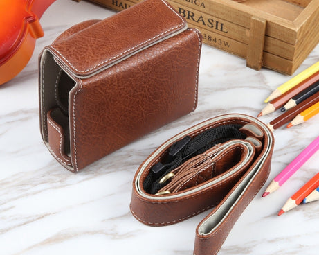 For Canon PowerShot G7 X Full Body Camera PU Leather Camera Case Bag with Strap, For Canon PowerShot G7 X