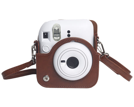 For FUJIFILM Instax mini 12 Leather Case Full Body Camera Bag with Shoulder Strap, For FUJIFILM Instax mini 12