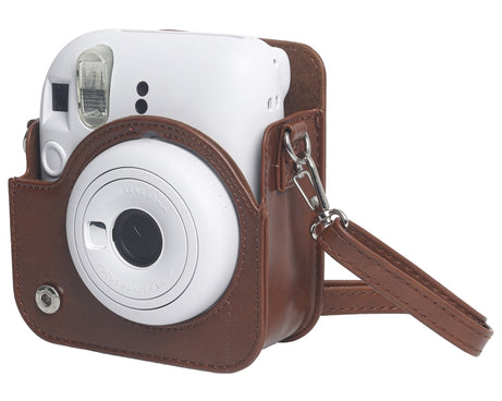 For FUJIFILM Instax mini 12 Leather Case Full Body Camera Bag with Shoulder Strap, For FUJIFILM Instax mini 12