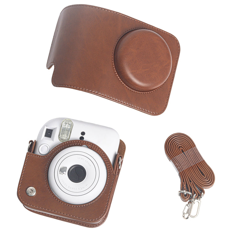 For FUJIFILM Instax mini 12 Leather Case Full Body Camera Bag with Shoulder Strap, For FUJIFILM Instax mini 12