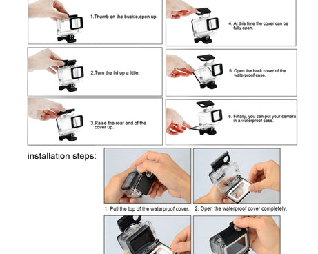 For GoPro HERO6 /5  30m Waterproof Housing Protective Case + Hollow Back Cover with Buckle Basic Mount & Screw, No Need to Disassemble Lens(GP413), Housing Case+ Back cover