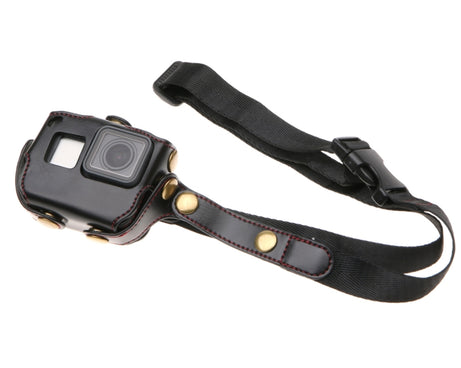 For GoPro HERO7 Black /6 /5  PU Leather Housing Case with Neck Strap & Buttons, PU Leather (Brown), PU Leather (Coffee), PU Leather (Black)