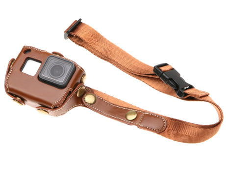 For GoPro HERO7 Black /6 /5  PU Leather Housing Case with Neck Strap & Buttons, PU Leather (Brown), PU Leather (Coffee), PU Leather (Black)