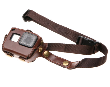 For GoPro HERO7 Black /6 /5  PU Leather Housing Case with Neck Strap & Buttons, PU Leather (Brown), PU Leather (Coffee), PU Leather (Black)
