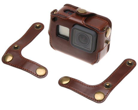 For GoPro HERO7 Black /6 /5  PU Leather Housing Case with Neck Strap & Buttons, PU Leather (Brown), PU Leather (Coffee), PU Leather (Black)