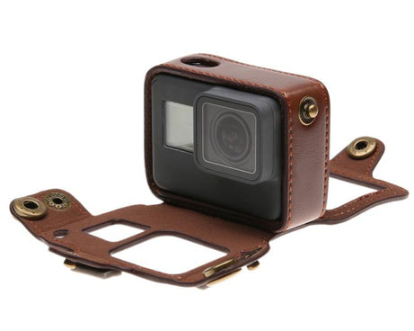 For GoPro HERO7 Black /6 /5  PU Leather Housing Case with Neck Strap & Buttons, PU Leather (Brown), PU Leather (Coffee), PU Leather (Black)