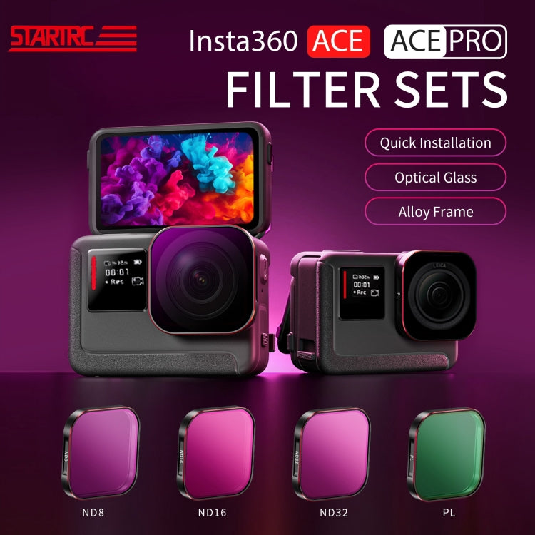 For Insta360 Ace / Ace Pro STARTRC 4 in 1 ND8 ND16 ND32 Camera Lens Filter, For Insta360 Ace / Ace Pro