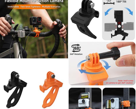 Sunnylife Action Camera Flexible Mount 360 Strap Wrap Band Mount Bike Tube Clip Holder