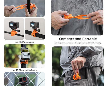 Sunnylife Action Camera Flexible Mount 360 Strap Wrap Band Mount Bike Tube Clip Holder