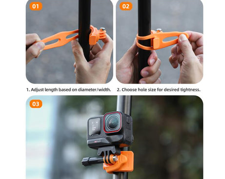 Sunnylife Action Camera Flexible Mount 360 Strap Wrap Band Mount Bike Tube Clip Holder